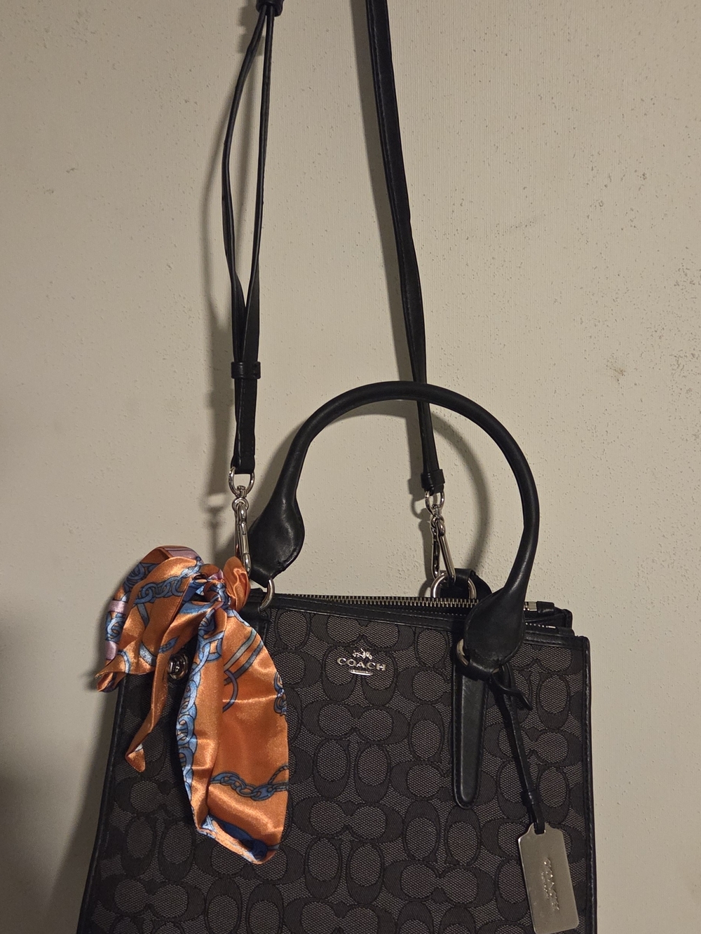 Coach Black Signature Canvas Top-Handle Crossbody Bag